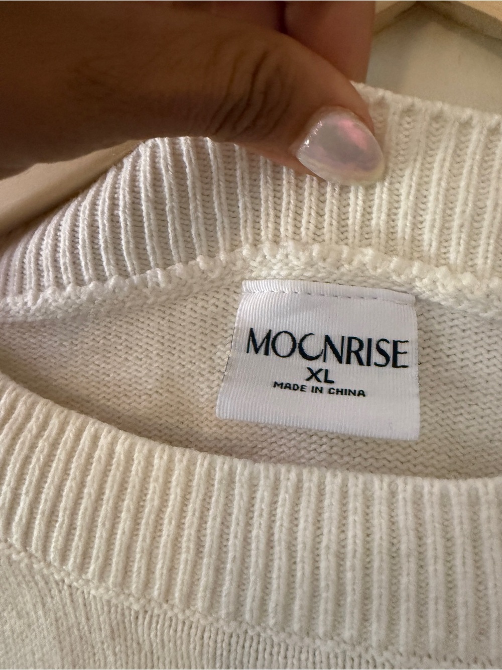 Moonrise Nantucket Oversized Cream Knit Pullover Sweatshirt - Picture 3 of 6